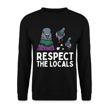 Respect the Locals Pigeons Coo - Unisex Sweatshirt - black - Front - Alina (178cm) & Michal (187cm)