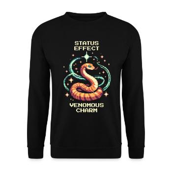 Giftiger Charme | Schlange Status Effekt - Unisex Pullover - Schwarz - Vorne - Alina (178cm) & Michal (187cm)