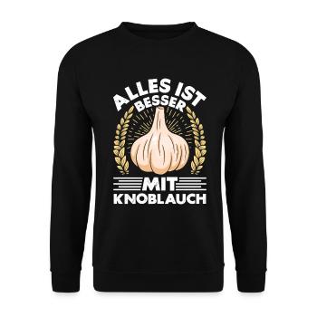 TOUT EST MIEUX AVEC DE L’AIL - Sweat-shirt Unisexe - noir - Devant - Alina (178cm) & Michal (187cm)