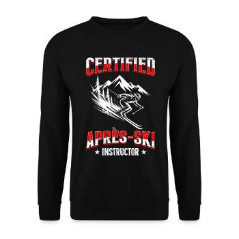Skifahren CERTIFIED APRES-SKI INSTRUCTOR LUSTIG - Unisex Pullover - Schwarz - Vorne - Alina (178cm) & Michal (187cm)