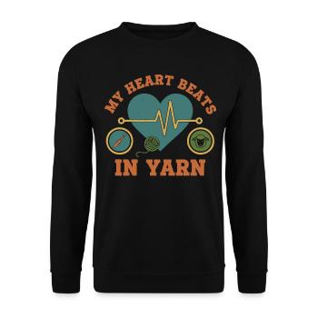 Funny Crochet My Heart Beats In Yarn Crochet Lover - Unisex Sweatshirt - black - Front - Alina (178cm) & Michal (187cm)