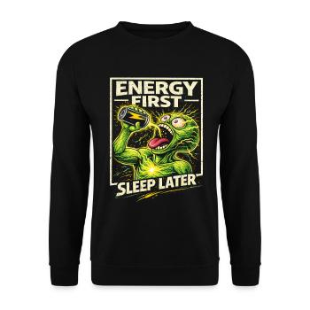 Energy Drink Energy Fist Sleep Later - Unisex Sweatshirt - black - Front - Alina (178cm) & Michal (187cm)