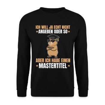 Masterprüfung bestanden Capybara mit Mastertitel - Unisex Pullover - Schwarz - Vorne - Alina (178cm) & Michal (187cm)