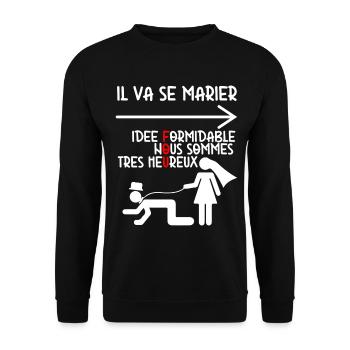 Mariage Fou Humour EVG - Sweat-shirt Unisexe - noir - Devant - Alina (178cm) & Michal (187cm)