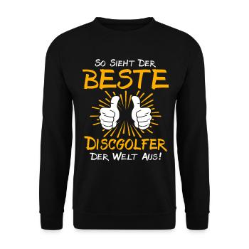 Discgolfer Geschenkidee - Unisex Pullover - Schwarz - Vorne - Alina (178cm) & Michal (187cm)