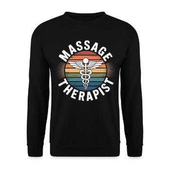 Retro Regenbogen Massage Logo - Unisex Pullover - Schwarz - Vorne - Alina (178cm) & Michal (187cm)