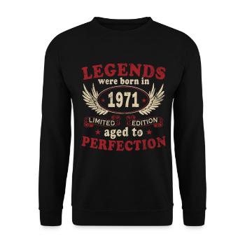 Geburtsjahr 1971 Vintage Geburtstag Legende 1971 - Unisex Pullover - Schwarz - Vorne - Alina (178cm) & Michal (187cm)