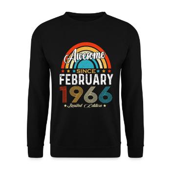 Vintage février 1966 Vintage Rétro Anniversaire - Sweat-shirt Unisexe - noir - Devant - Alina (178cm) & Michal (187cm)