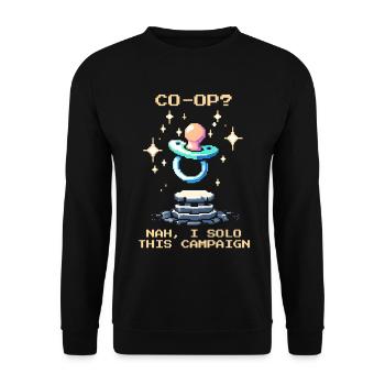Solo statt Co-Op | Papa Humor Eltern - Unisex Pullover - Schwarz - Vorne - Alina (178cm) & Michal (187cm)