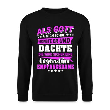 Receptionist Sayings - Unisex Sweatshirt - black - Front - Alina (178cm) & Michal (187cm)
