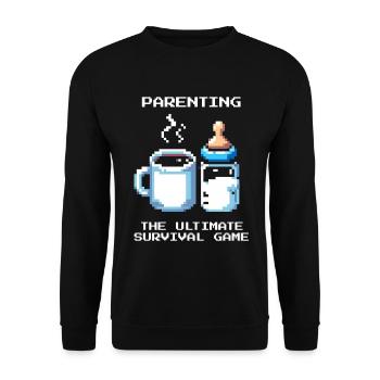 Parenting: Ultimatives Survival | Eltern - Unisex Pullover - Schwarz - Vorne - Alina (178cm) & Michal (187cm)