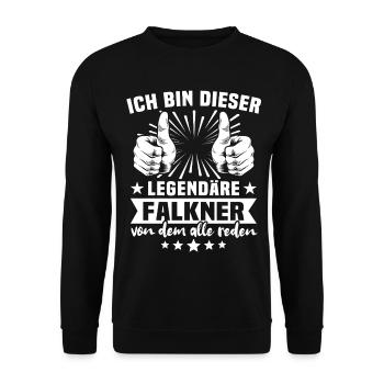 Falkner Legende - Unisex Pullover - Schwarz - Vorne - Alina (178cm) & Michal (187cm)