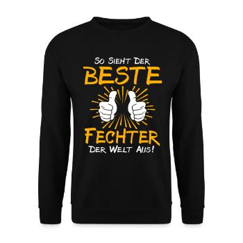 Fechter Geschenkidee - Unisex Pullover - Schwarz - Vorne - Alina (178cm) & Michal (187cm)