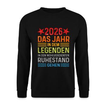 2026 Legend Retirement Retiree Pensioner Gift - Unisex Sweatshirt - black - Front - Alina (178cm) & Michal (187cm)