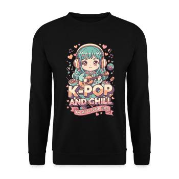 K-Pop And Chill In My K-Pop Era Korean Music - Unisex Sweatshirt - black - Front - Alina (178cm) & Michal (187cm)