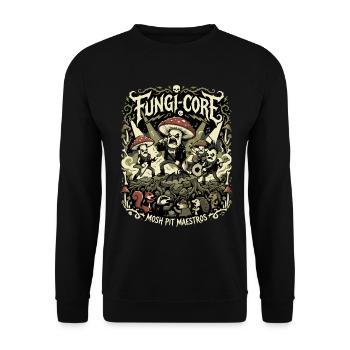 Fungi Core Mosh Pit Maestros Mushroom Metal - Unisex Sweatshirt - black - Front - Alina (178cm) & Michal (187cm)