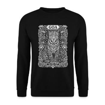 Goa Leopard Mandala - Unisex Pullover - Schwarz - Vorne - Alina (178cm) & Michal (187cm)