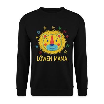 Löwenmama Kinderzeichnung - Unisex Pullover - Schwarz - Vorne - Alina (178cm) & Michal (187cm)