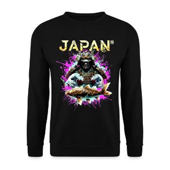 Cyber Samurai – Japan Krieger - Unisex Pullover - Schwarz - Vorne - Alina (178cm) & Michal (187cm)