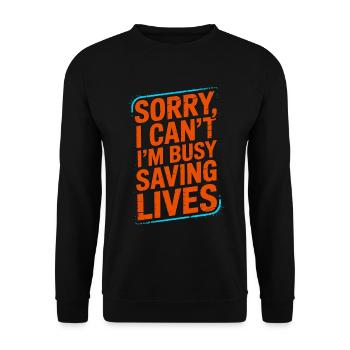Oncology Nurse Sorry I Can't I'm Infusion Nurse - Unisex Pullover - Schwarz - Vorne - Alina (178cm) & Michal (187cm)