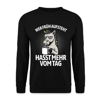 Licorne - Si tu te lèves tôt, tu détestes plus de la journée - Sweat-shirt Unisexe - noir - Devant - Alina (178cm) & Michal (187cm)