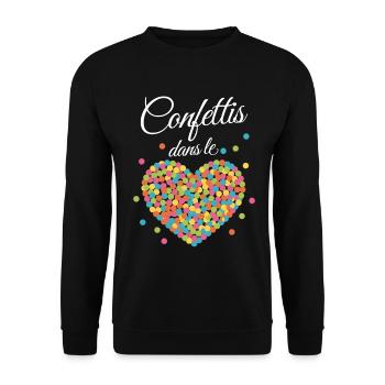 Festliches Konfettiherz - Unisex Pullover - Schwarz - Vorne - Alina (178cm) & Michal (187cm)