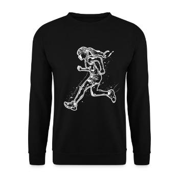 Läuferin Skizze - Unisex Pullover - Schwarz - Vorne - Alina (178cm) & Michal (187cm)