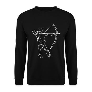 Bogenschütze Zeichnung - Unisex Pullover - Schwarz - Vorne - Alina (178cm) & Michal (187cm)