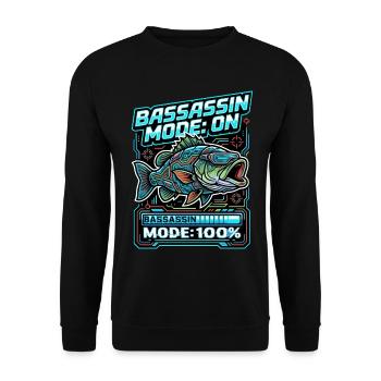 Bassassin Mode On Fishing Mode 100 Percent - Unisex Sweatshirt - black - Front - Alina (178cm) & Michal (187cm)