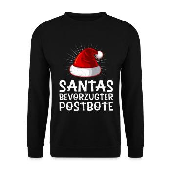 Briefträger SANTA'S BEVORZUGTER POSTBOTE Lustig - Unisex Pullover - Schwarz - Vorne - Alina (178cm) & Michal (187cm)
