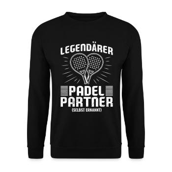 Padel Hobby LEGENDARY PADEL PARTNER Fun - Unisex Sweatshirt - black - Front - Alina (178cm) & Michal (187cm)