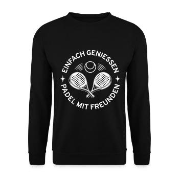 Padel Partners SIMPLY ENJOY PADEL WITH FRIENDS - Unisex Sweatshirt - black - Front - Alina (178cm) & Michal (187cm)