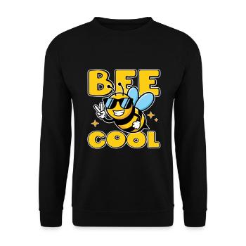 Bee Cool – lustige Biene mit Sonnenbrille & Peace - Unisex Pullover - Schwarz - Vorne - Alina (178cm) & Michal (187cm)