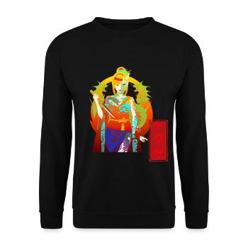 Yakuza Girl: Cyberpunk Oni Mask & Dragon Tattoo - Unisex Sweatshirt - black - Front - Alina (178cm) & Michal (187cm)