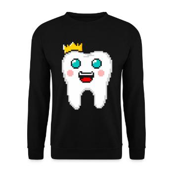 Royal Tooth with Crown Pixel Art - Unisex Sweatshirt - black - Front - Alina (178cm) & Michal (187cm)
