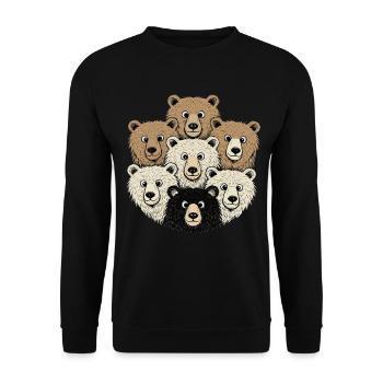 Funny Bear Gang Cartoon Heads - Unisex Sweatshirt - black - Front - Alina (178cm) & Michal (187cm)