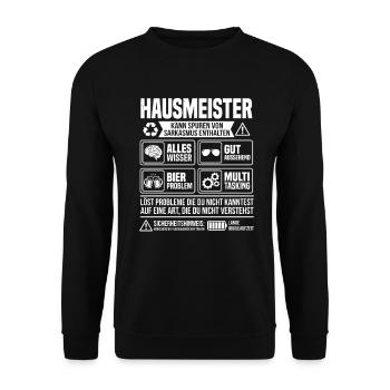 Caretaker Problem Solver – Funny Caretaker Info - Unisex Sweatshirt - black - Front - Alina (178cm) & Michal (187cm)