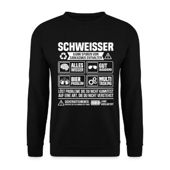 Welder Problem Solver – Funny Craftsman Info - Unisex Sweatshirt - black - Front - Alina (178cm) & Michal (187cm)