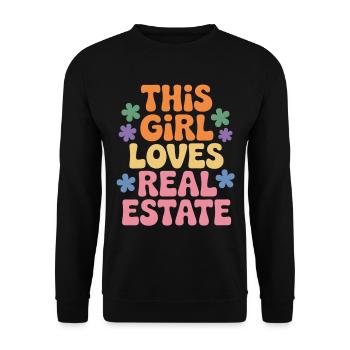 Cette femme adore l’immobilier - Sweat-shirt Unisexe - noir - Devant - Alina (178cm) & Michal (187cm)