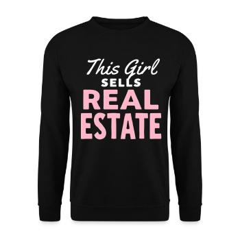 This Girl Sells Real Estate - Unisex Pullover - Schwarz - Vorne - Alina (178cm) & Michal (187cm)