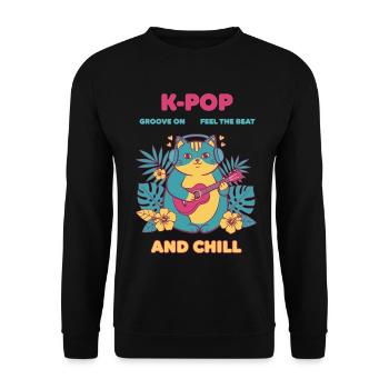 K-POP Groove On Feel The Beat And Chill Cat - Unisex Sweatshirt - black - Front - Alina (178cm) & Michal (187cm)