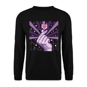 Kpop Koreanische Musik Niedliche Finger Herz Liebe Anime - Unisex Pullover - Schwarz - Vorne - Alina (178cm) & Michal (187cm)