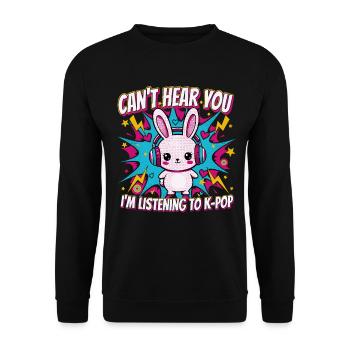 Je ne t’entends pas, j’écoute de la musique coréenne K-Pop - Sweat-shirt Unisexe - noir - Devant - Alina (178cm) & Michal (187cm)