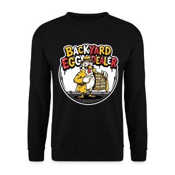 Backyard Egg Dealer Humor Design - Unisex Sweatshirt - black - Front - Alina (178cm) & Michal (187cm)