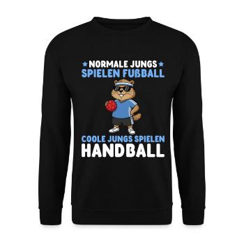 Joueur de handball marmotte Les garçons cool jouent au handball - Sweat-shirt Unisexe - noir - Devant - Alina (178cm) & Michal (187cm)