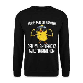 Workout The muscleman wants to train - Unisex Sweatshirt - black - Front - Alina (178cm) & Michal (187cm)