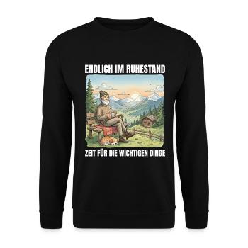 Randonnée à la retraite Temps pour les choses importantes - Sweat-shirt Unisexe - noir - Devant - Alina (178cm) & Michal (187cm)