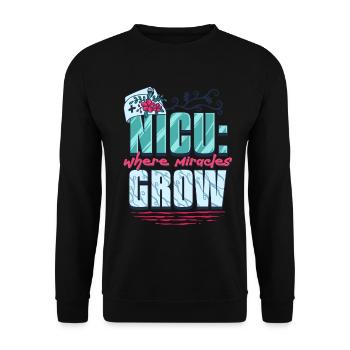 NICU Nurse Where Miracles Grow - Unisex Sweatshirt - black - Front - Alina (178cm) & Michal (187cm)