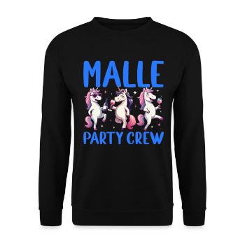 Malle Party Crew Unicorn Girls Holiday - Unisex Sweatshirt - black - Front - Alina (178cm) & Michal (187cm)