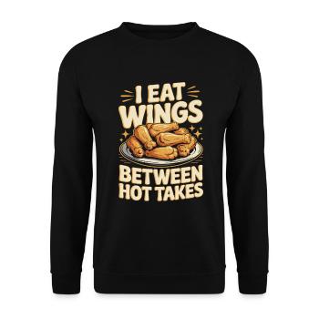 BBQ Wings Sports Evening Snack Motif - Unisex Sweatshirt - black - Front - Alina (178cm) & Michal (187cm)